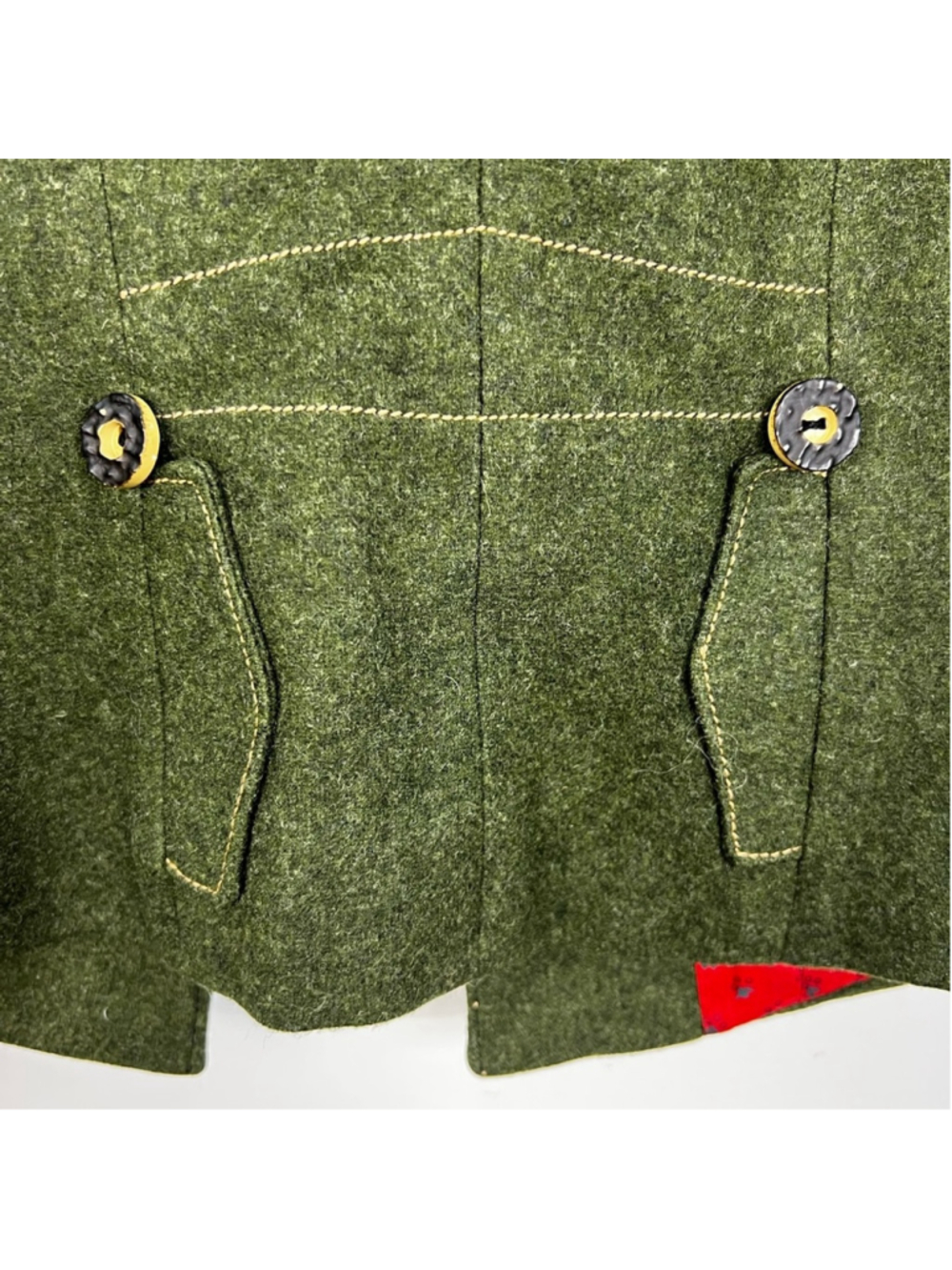Vtg 80s 90s pure wool loden green tyrol alpinecore fitted waistcoat vest EU 36 - Picture 9 of 17